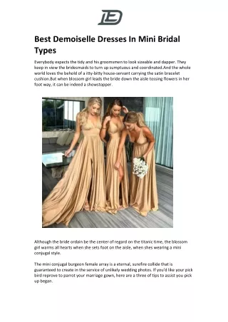 best demoiselle dresses in mini bridal types