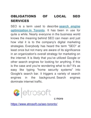 OBLIGATIONS OF LOCAL SEO SERVICE1