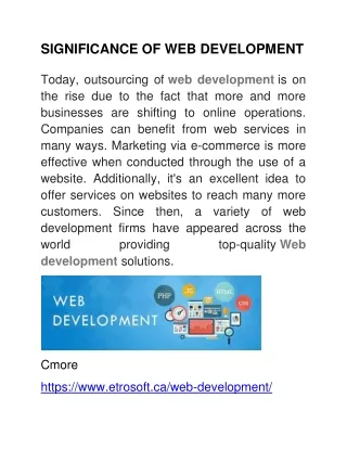 SIGNIFICANCE OF WEB DEVELOPMENT