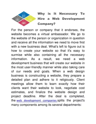 Why is It Necessary To Hire a Web Development Company