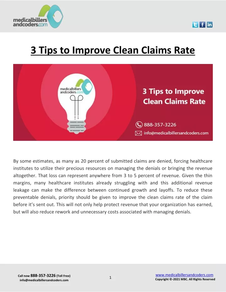 3 tips to improve clean claims rate