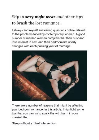 Slip in sexy night wear and other tips to brush the lost romance
