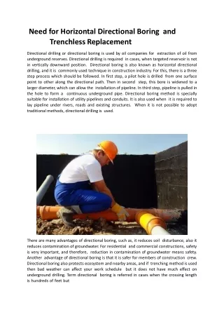 need for horizontal directional boring