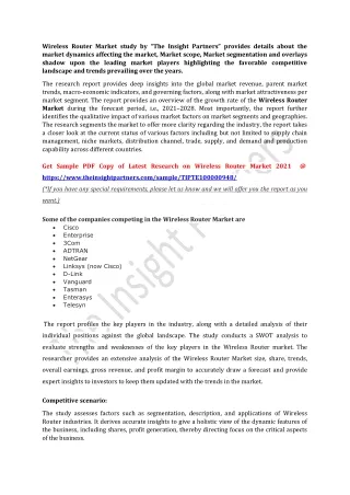 wireless router market study by the insight