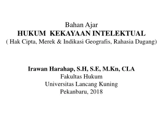 bahan ajar hukum kekayaan intelektual hak cipta merek indikasi geografis rahasia dagang