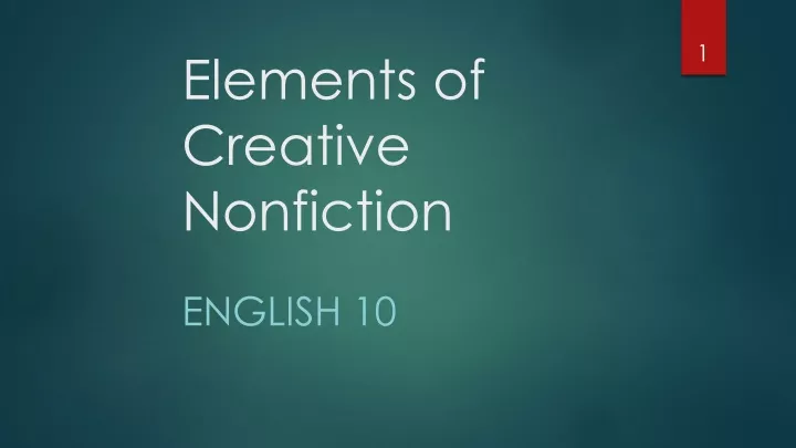 elements of creative nonfiction