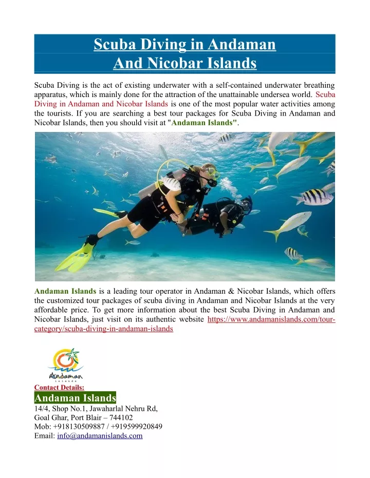 scuba diving in andaman and nicobar islands