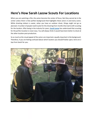 here s how sarah lazow scouts for locations