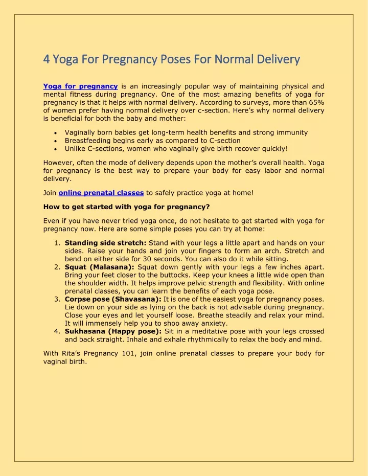 4 yoga for pregnancy poses for normal deliver