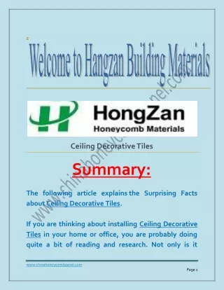 Ceiling Decorative Tiles at www.chinahoneycombpanel.com