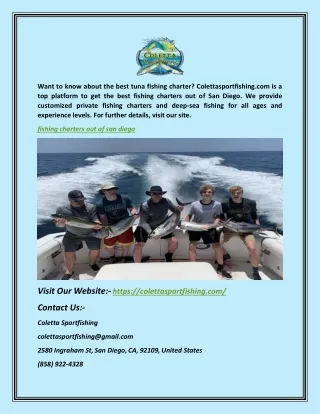 Fishing Charters Out of San Diego | Colettasportfishing.com 