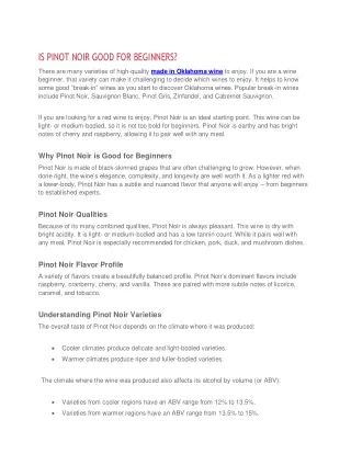 is pinot noir good for beginners