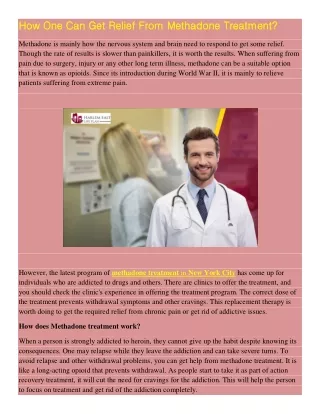how one can get relief from methadone treatment