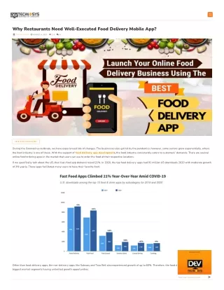 Why Restaurants Need Well-Executed Food Delivery Mobile App