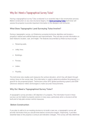 why do i need a topographical survey tulsa