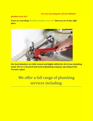 Are you searching the web for Reliable plumber near me
