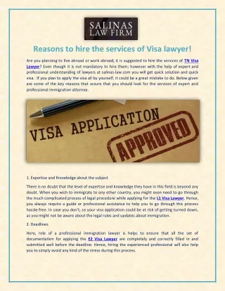 Reasons to hire the services of L1 Visa Lawyer
