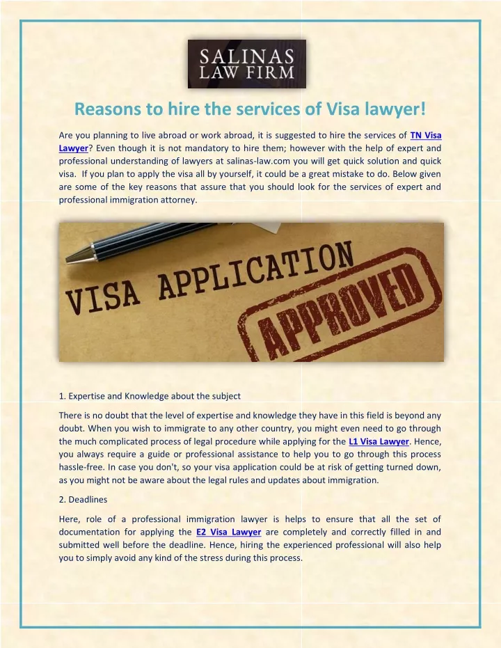 reasons to hire the services of visa lawyer