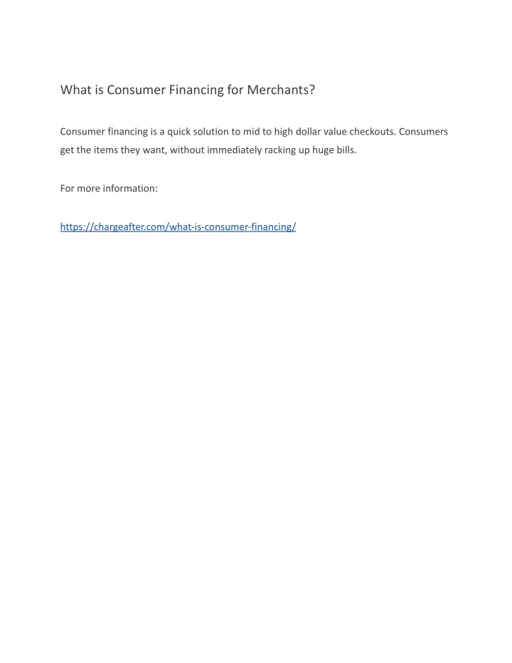 what is consumer financing for merchants
