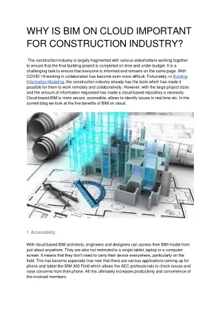 Why is BIM on cloud important for Construction Industry GoBim360