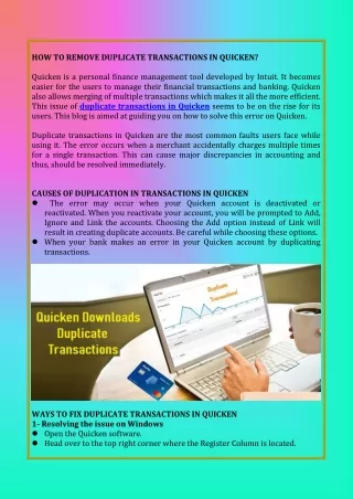 how to remove duplicate transactions in quicken