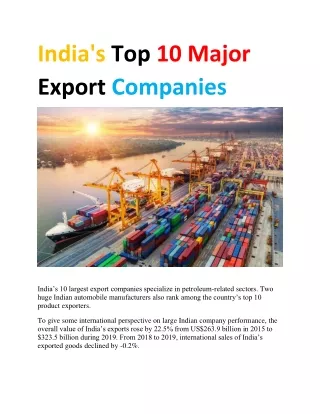 India's Top 10 Major Export Companies