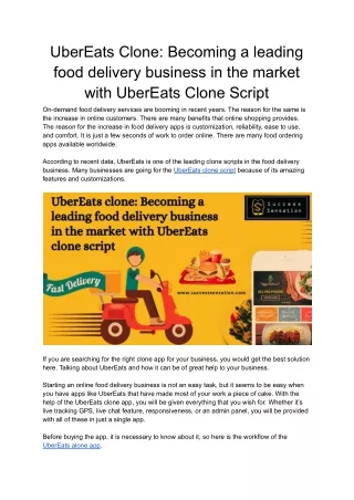 ubereats clone becoming a leading food delivery