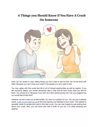 6 Things you Should Know If You Have A Crush On Someone