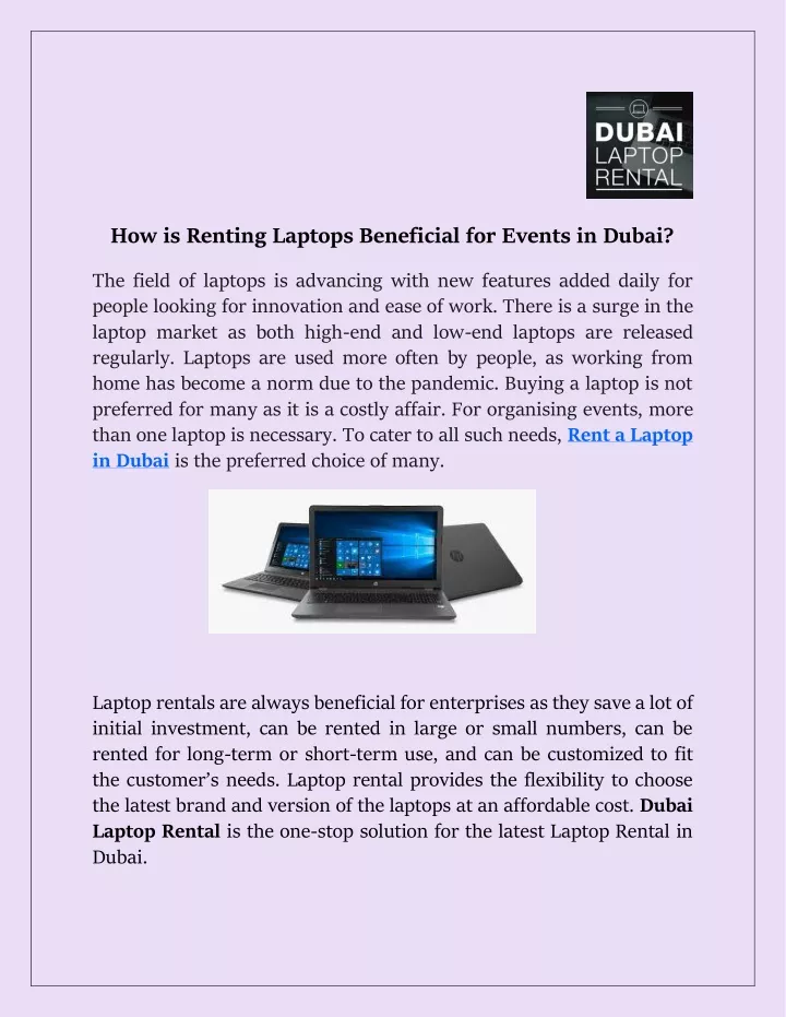 how is renting laptops beneficial for events