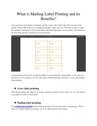 what is mailing label printing and its benefits