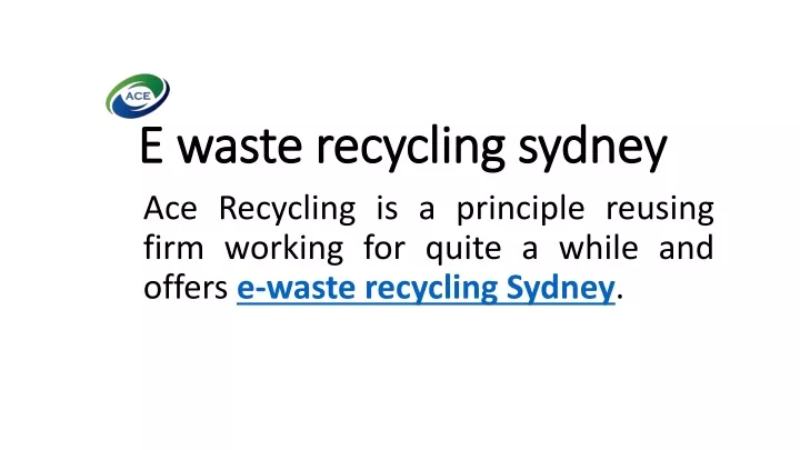 e waste recycling sydney