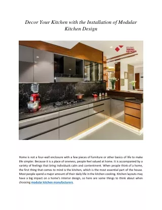 Decor Your Kitchen with the Installation of Modular Kitchen Design