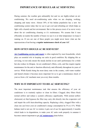 Reasons Why Air Conditioner Servicing is Important