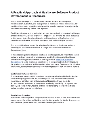a practical approach at healthcare software