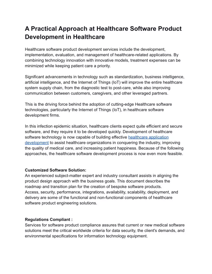 a practical approach at healthcare software