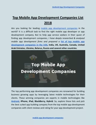 android app development companies
