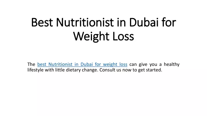 best nutritionist in dubai for weight loss