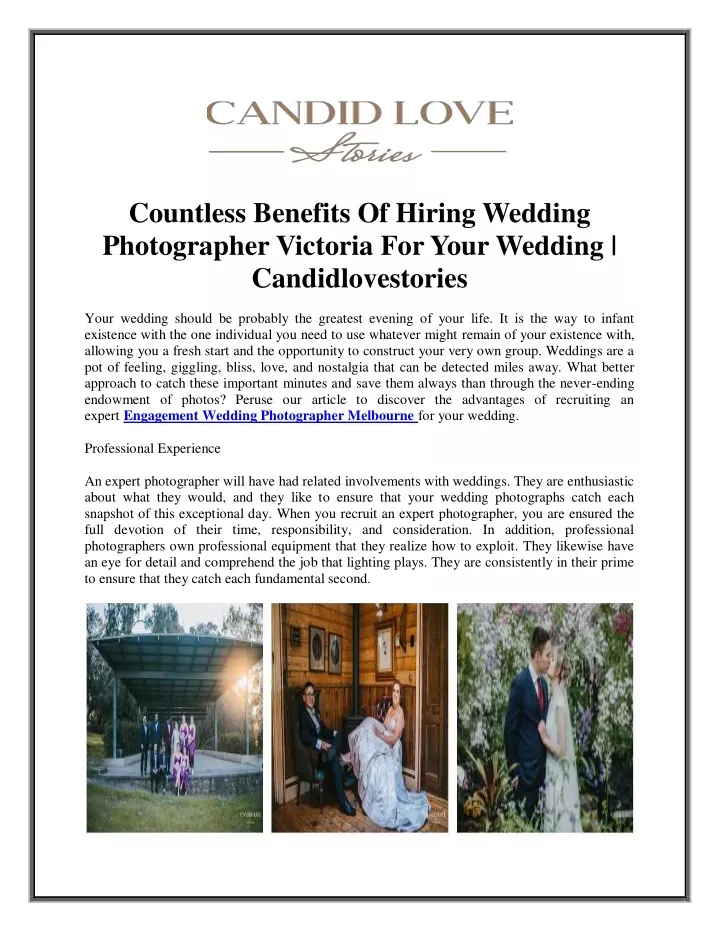 countless benefits of hiring wedding photographer