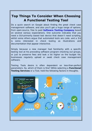 Top Things To Consider When Choosing A Functional Testing Tool