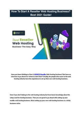 How To Start A Reseller Web Hosting Business