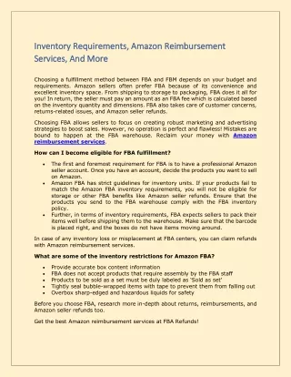 inventory requirements amazon reimbursement