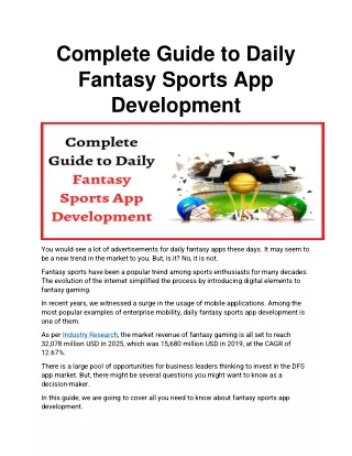 complete guide to daily fantasy sports