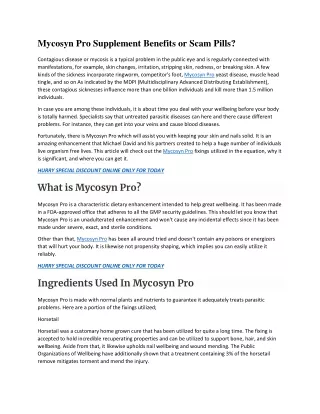 mycosyn pro supplement benefits or scam pills