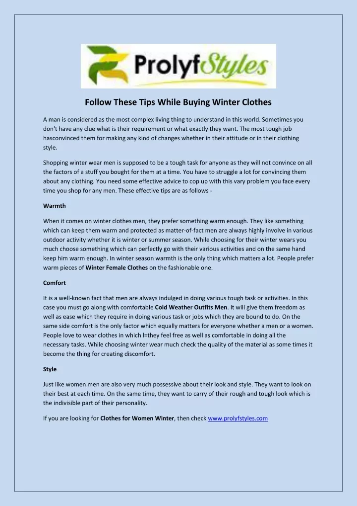 follow these tips while buying winter clothes