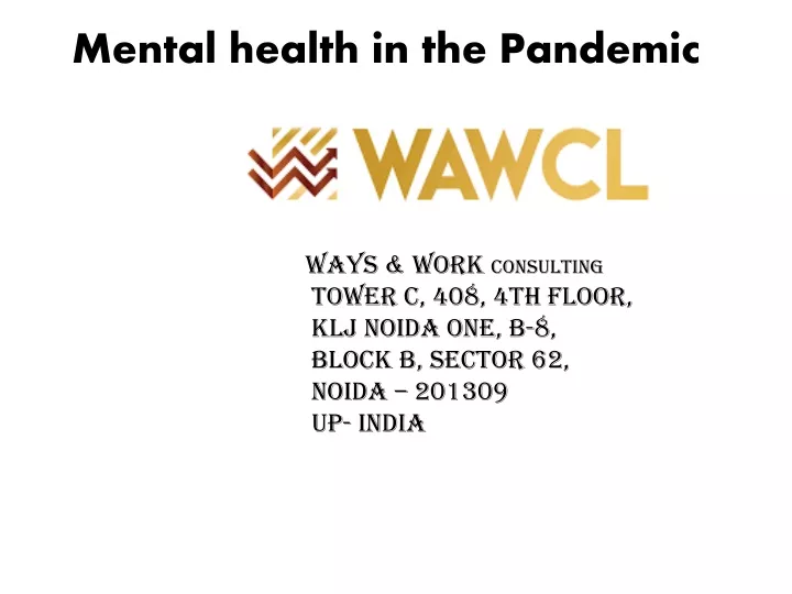 mental health in the pandemic