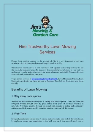 Hire Trustworthy Lawn Mowing Services