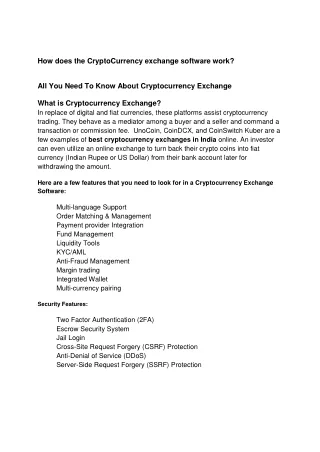 How does the exchange of Cryptocurrency work_