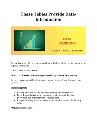 these tables provide data introduction