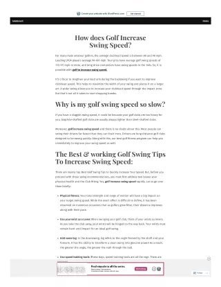 How does Golf Increase Swing Speed?