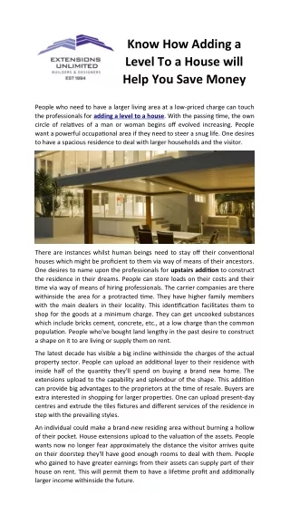 know how adding a level to a house will help